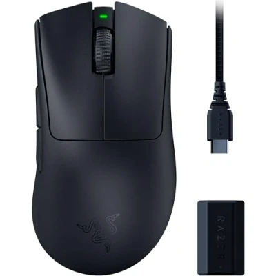 Immagine di Razer DeathAdder V3 Pro + HyperPolling wireless Dongle Mouse ultra leggero per esport con 8K Hz di polling rate effettivi (63 g, Sensore ottico 30K, Switch ottici 3a gen) Nero