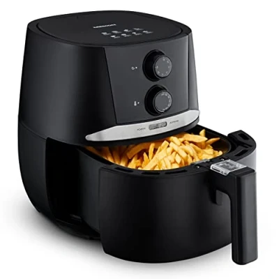 Immagine di MEDION Friggitrice ad aria calda E20 L (cestello da 3,2 litri, circa 1400 watt, funzionamento semplice, frittura senza olio, timer di 30 minuti, protezione contro il surriscaldamento, MD10711) nero