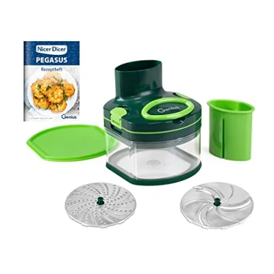 Immagine di Genius Nicer Dicer Pegasus Tritatutto per verdure, 10 pezzi, coperchio a mano, basso sforzo, lavori veloci e sicuri, grattugiare finemente tagliare grossolanamente