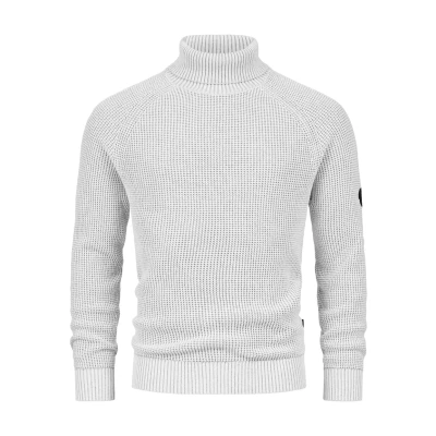 Immagine di Indicode Uomini INHarlan Knit Sweater Maglione a Maglia fine in Cotone con Collo Alto Ecru Mix S