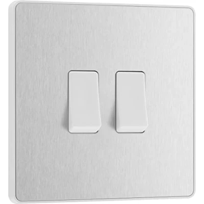 Immagine di BG Electrical Evolve Interruttore doppio per luce, 20 A, 2 vie, in acciaio spazzolato
