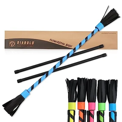 Immagine di Diabolo Freizeitsport Flowerstick Basic (turchese) Bastone floreale reattivo UV con due aste in fibra di vetro, per principianti