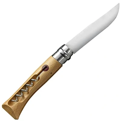 Immagine di Opinel Coltello tascabile n. 10 254651 con cavatappi e apribottiglie, in acciaio inox, manico faggio, lunghezza lama cm, marrone