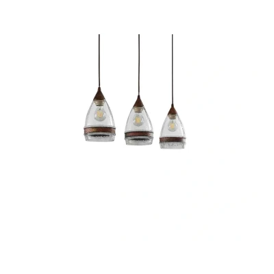 Immagine di lampada a sospensione &#039;Millina&#039; dimmerabile (Antico) colore Marrone, in Vetro ad es. Cucina (3 luci, E27) di Lindby sospensione, da soffitto, lampada, plafoniera, illuminazione
