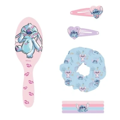 Immagine di Stitch, set di bellezza per bambini, multicolore, ideale sorprendere i tuoi include 1 elastico in tessuto, 4 elastici capelli, spazzola e 2 fermagli prodotto originale