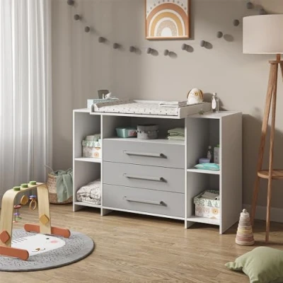 Immagine di Vicco fasciatoio Oskar, Grigio, 143 x 100 cm XL con cassetti