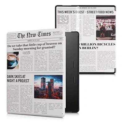 Immagine di kwmobile Custodia eReader Compatibile con Amazon Kindle Oasis 10. Generation Cover eBook Reader Flip Case multicolore/nero/sabbia Prima Pagina