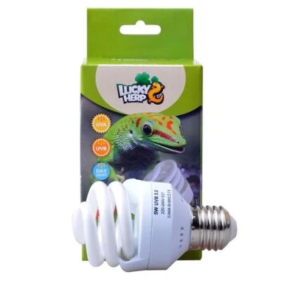 Immagine di LUCKY HERP Mini lampadina fluorescente compatta UVA UVB 5.0 per rettili, 5 W, E27, filettatura a vite