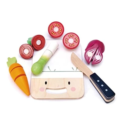 Immagine di Tender Leaf Set di Ruolo: Tagliere Mini Chef 16,5 x 20 4,5 cm, con Tagliere, Coltello, Carota (3 Parti), Barbabietola (2 Pomodoro Legno, 13,2 6 22,5 3+
