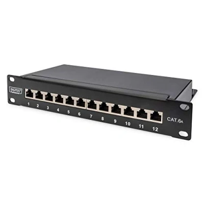 Immagine di Digitus DN 91612S EA 12 Porte Patchpanel di rete 254 mm (10) CAT 6A 1 U Nero