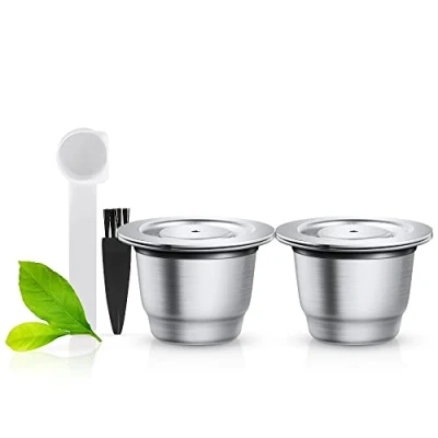 Immagine di i Cafilas capsule ricaricabili per macchine da caffè Nespresso, in acciaio inox, riutilizzabili, set 2
