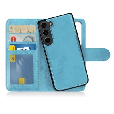 Immagine di MyGadget Cover per Samsung Galaxy S24 Plus Custodia Libretto Magnetica Portafoglio Flip Wallet Case Porta Carte in Similpelle PU Removibile Blu Chiaro