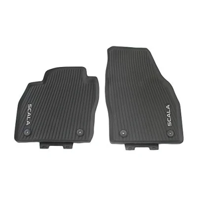 Immagine di Skoda 657061502 tappetini Anteriori in Gomma per Tutte Le Stagioni, 2 con Scritta Scala Bianco