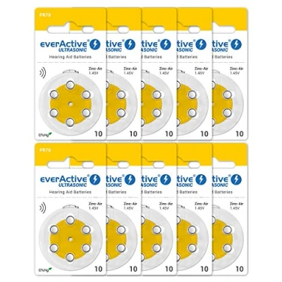 Immagine di EverActive 10/PR70 60 batterie per auricolari, 10 pezzi, colore: Giallo