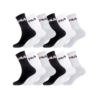 Immagine di FILA Calzini Uomo sportivo Set di 12 Calze Lunghe, Durevole e Confortevole, Bianchi, Grigio, Nero, Taglie 43/46