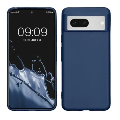 Immagine di kwmobile Custodia Compatibile con Google Pixel 8 Cover Back Case Morbida Protezione in Silicone TPU Effetto metallizzato blu
