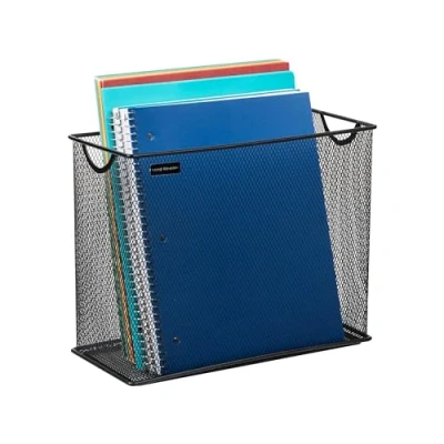 Immagine di Mind Reader Vertical File Storage, Desktop Organizer, Hanging Files Ufficio, Rete Metallica, 31,25 &quot;L x 5,5&quot; W 10&quot; H, Metallo, Nero, 12.25 5.5 10
