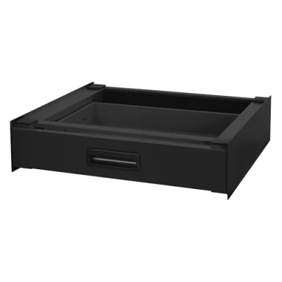 Immagine di ML Design Telaio Intermedio Ripiano Estraibile in Acciaio 60 x 54 cm Nero per Lavatrice/Asciugatrice Piano Estensibile Cesto Bucato Kit di Sovrapposizione Universale con Cassetto Portaoggetti