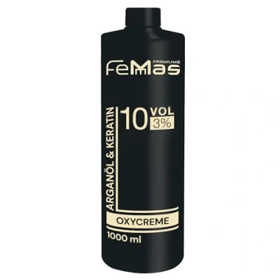 Immagine di FemMas Oxycreme in 3% 1000 ml i ossidante per colorare e tonificare capelli, facile da applicare tenuta ottimale, sviluppatore risultati uniformi di qualità salone, Developer capelli