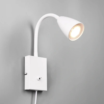 Immagine di Trio, Applique, Wanda 1xGU10, max.10,0 W Finitura: Metallo, bianco opaco L:8,5cm, A:23,5cm, P:22,0cm Interrutore,Flessibile,Montaggio a parete,IP20,Senza illuminante,FLEXConnect