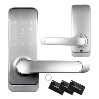 Immagine di EURA ELH 51H4 Serratura intelligente per porta con maniglia a combinazione Lettore di prossimità 13,56 MHz IP65 Spazioso Acciaio Universale Argento