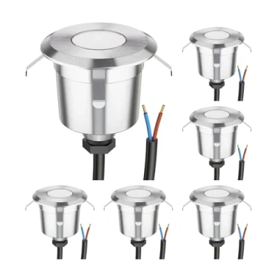 Immagine di ledscom.de 6 LED da incasso a pavimento AGENA per esterni, IP65, acciaio inox, rotondo, Ø 60 mm, bianco caldo