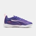 Immagine di Puma Ultra 5 PLAY TT JR Unisex Scarpe da calcetto con tacchetti per bambini, Taglia: 38, Lapis lazuli/white/sunset glow Sintetico