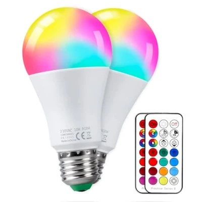 Immagine di REYLAX Lampadine Colorate LED Equivalenti a 85W Edison Cambiare Colore Lampadina E27 RGBW Bianco Freddo Dimmerabile Lampada con Telecomando Temporizzazione Decorativo Luce per Casa Pacco da 2