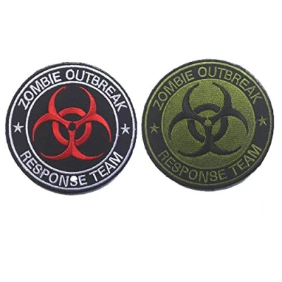Immagine di Toppa da ricamo Hunter Zombie Outbreak Response Team Militare Morale Patch Tattico Emblema Badge Appliques Ganci e Loop di fissaggio