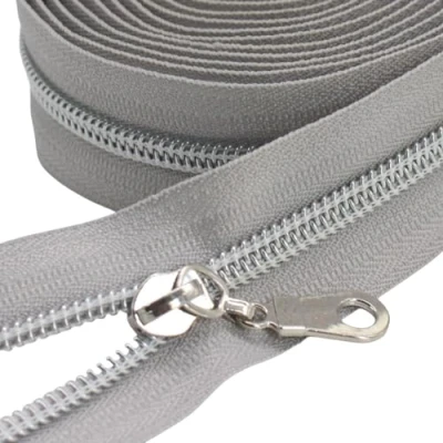 Immagine di YaHoGa 9 m argento chiusura lampo senza infinite zip al metro grigio 6 mm + 25 clip antiscivolo (argento grigio)