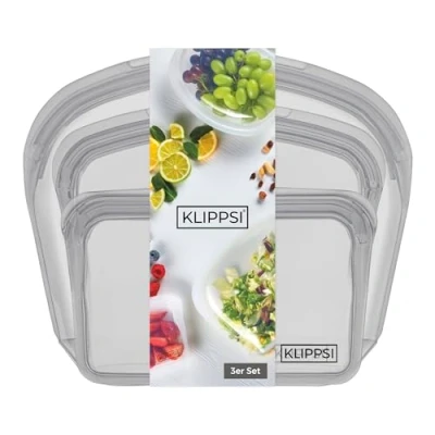 Immagine di KLIPPSI® Sacchetti in silicone riutilizzabili, resistenti agli strappi, al caldo e freddo, a prova di perdite, lavabili lavastoviglie (grigio)