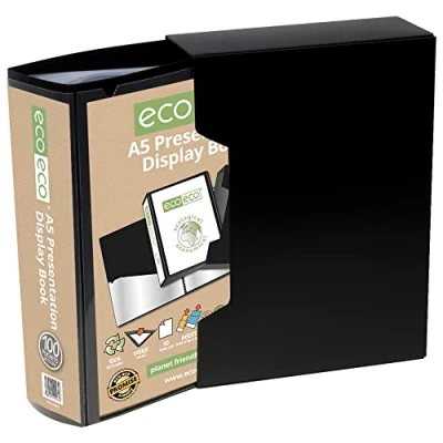 Immagine di eco A5 50% Riciclata 100 Taschino, Colore Nero, Presentazione Mostra Libro e Display Box
