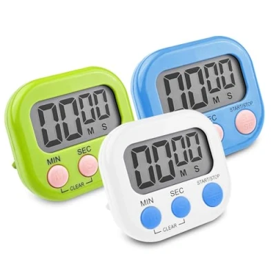 Immagine di Newaner 3 Pezzi Timer da Cucina Digitale con Colori, Cronometro Conto Alla Rovescia Supporto Magnetico Buco, Allarme Forte Grande Display LCD per Cottura al Forno Studio Allenamento Fisico