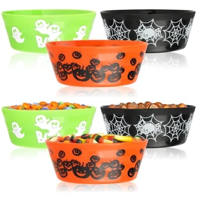 Immagine di com four® 6X Ciotole per Snack di Halloween Set Dolci confezionati Piatti in Plastica Stoviglie Feste e a Tema (6 Pezzi 3 Colori)