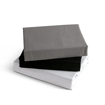 Immagine di KONO Bedding BS 3 120 BK Lenzuolo con angoli elasticizzati in microfibra spazzolata, tasca profonda 30 cm (nero, x 200 cm)