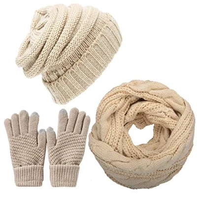 Immagine di CheChury Cappelli Invernali Donna da Sciarpa Guanti Touch Screen Winter Set 3 Pezzi