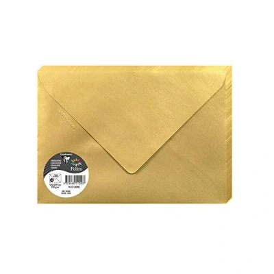 Immagine di Clairefontaine 51200C Pacco da 20 Buste gommate Formato C5 (16,2x22,9cm) 120g/m² Colore Or Inviti Eventi e Corrispondenza Gamma Pollen Carta Premium Liscia
