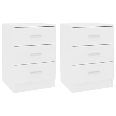 Immagine di vidaXL 2x Comodini Moderni Eleganti Robusti con Cassetti Portaoggetti Armadietto Comò Cassettiera Versatile Bianco 38x35x56 cm in Multistrato