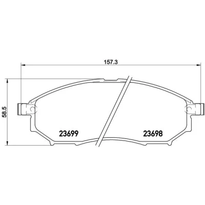 Immagine di BREMBO P 56 094 Kit pastiglie freno con segnalatore acustico usura senza accessori NISSAN: Qashqai / Qashqai+2 I, Pathfinder 3, NP300 Navara Pick up