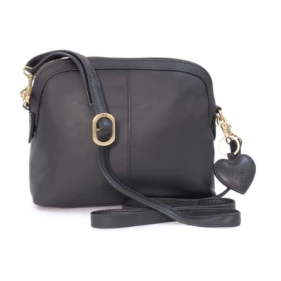 Immagine di Gigi Vera Pelle Borsa a Tracolla da donna/Borsa Mano/con ciondolo forma di cuore/Tracolla regolabile 10190 NERO