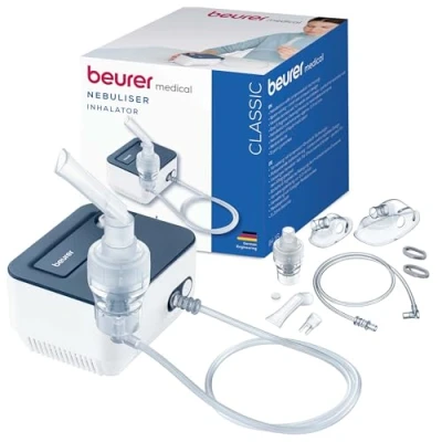 Immagine di Beurer IH 16 Aerosol con tecnologia ad aria compressa mediante compressore, design compatto, per il trattamento delle vie respiratorie, adatto adulti e bambini, facile da pulire