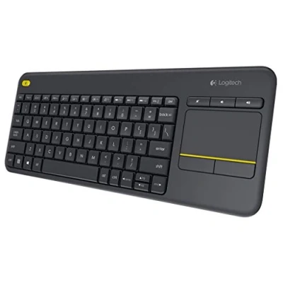 Immagine di Logitech K400 Plus Tastiera Wireless Touch TV, Facili Controlli Multimediali e Touchpad Integrato, Layout ‎Olandese Belga AZERTY Nero