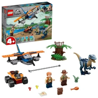 Immagine di LEGO Jurassic World Velociraptor: Salvataggio in Biplano, Set con Aereo e Dinosauri Giocattolo per Bambini di 4+ Anni, 75942