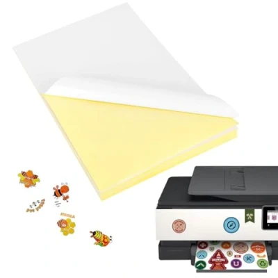Immagine di YOYEAH 40 fogli di carta stampabile per stampa automatica, formato A4, pellicola autoadesiva in vinile stampanti a getto d&#039;inchiostro, adesiva stampabile, etichette