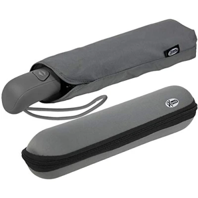 Immagine di iX brella first class Ombrello con custodia stabile e resistente alle tempeste, grigio., 97 cm, tascabile automatico