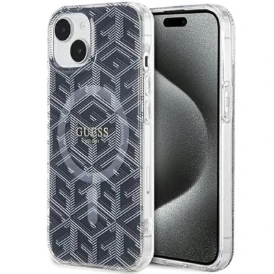 Immagine di Guess GUHMP15SHGCUSTGK Custodia per iPhone 15/14/13 Rigida Nera da 6,1 Pollici IML GCube