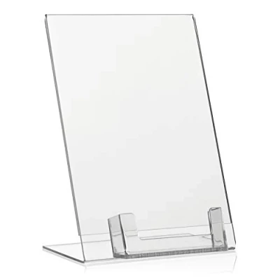 Immagine di VITAdisplays Espositore per Biglietti da Visita, Formato Visiera, Trasparente pubblicitario con Scomparto Extra, Plexiglas, DIN A5 + Visi Fach