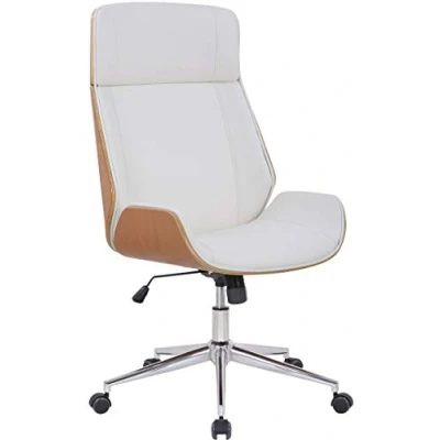 Immagine di CLP Sedia Studio Scrivania Varel In Similpelle E Legno I Poltrona Ufficio Presidenziale Regolabile 44 52 CM, Colore:natura/bianco