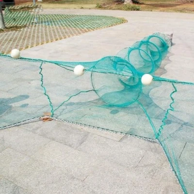 Immagine di Lawaia Rete da pesca piegata, per pesce, gamberetti, granchio, anguilla, con catena in sfera galleggiante fiumi e stagni, lunghezza coda 3 m