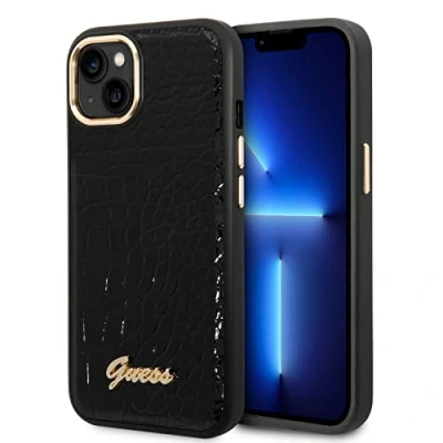 Immagine di CG MOBILE Guess Custodia per iPhone 14 Plus con coccodrillo Nero Protettiva in Pelle PU Antigraffio Porte Accessibili, Assorbimento Urti e Logo Firma